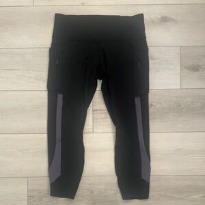 Black and Lavender Athleta Leggings